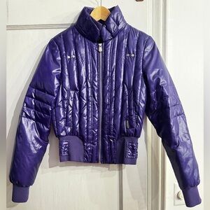 Sean John Women's Shiny Purple Bomber Jacket